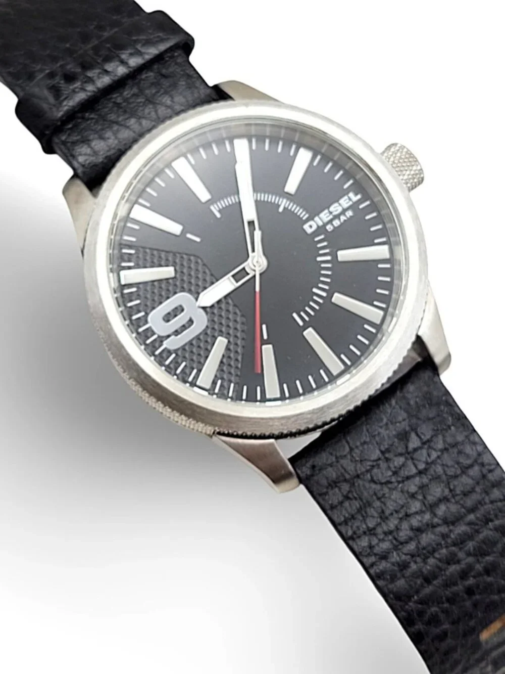 Diesel Rasp DZ1766 Men’s Black Leather Oversized Watch